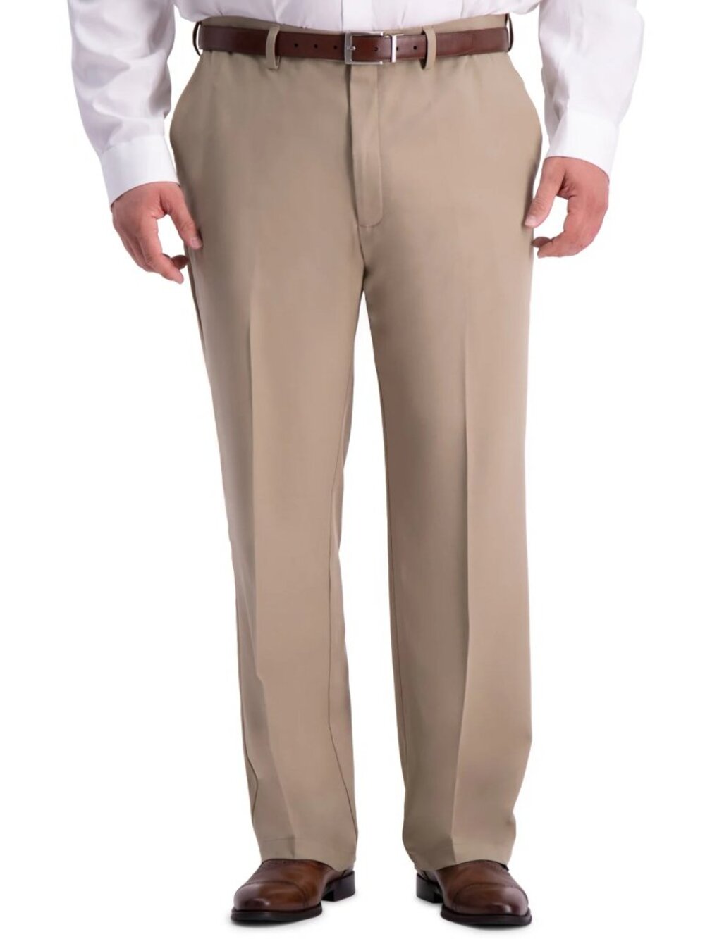 Haggar Cool 18 Pro Classic Fit Flat Front Hidden Expandable Waistband Pant 44X32